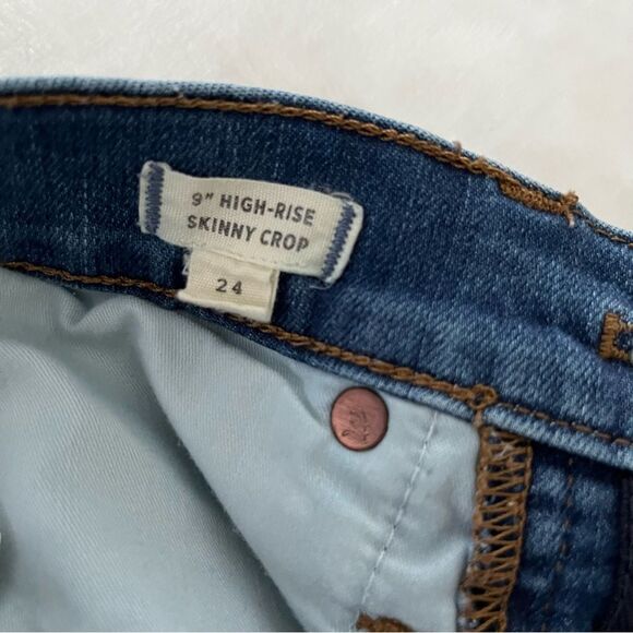 Madewell 9" High Rise Skinny Crop Jeans Delmar Wash Distressed Knee, Sz 24 NWOT - Picture 10 of 12
